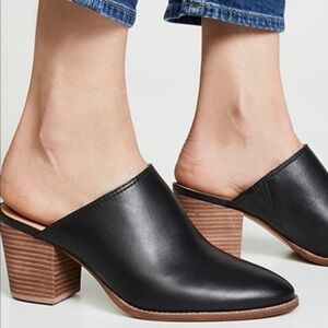 Madewell Black Leather The Harper Mule Heels Sz 8